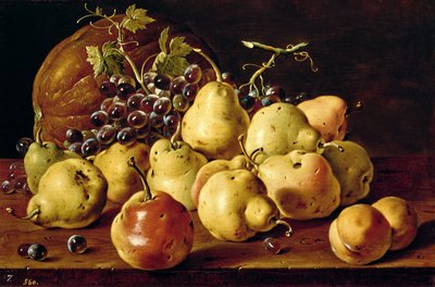 Nature morte avec coings, pêches, raisins et citrouille - Luis Egidio Melendez